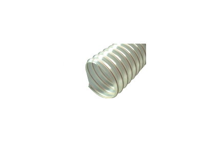 Description : Polyester polyurethane wall.   Steel spiral to be grounded.
Excellent flexibility, abrasion resistance, compressibility, resistance to hydrolysis and microbes. Free of halogen and softeners.

Material : Polyester Polyurethane 

Material thickness : 0,4 mm Spring steel wire

Color : Clear

Temperature : -30C / 100C 

Applications : Suction of air, dust, oil and petrol fumes.